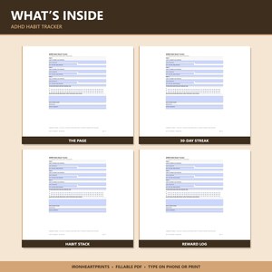 ADHD Habit Tracker Printable PDF | 30 Day Streak Planner, Tiny Habits, Dopamine Reward, Fillable Adult ADHD Habit image 6