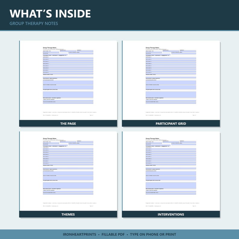 Group Therapy Notes Template | Fillable PDF Session Log for LCSW LPC | Clinical Documentation, Participant Tracker, Counseling Form image 3