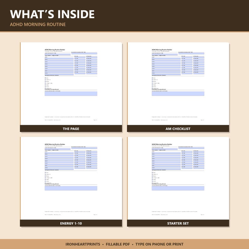 2026 ADHD Morning Routine Printable PDF | Time Blindness Checklist, Fillable Daily Routine for Adults image 3