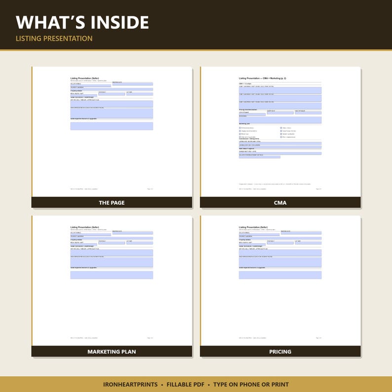 Realtor Listing Presentation Printable PDF | Real Estate Seller Intake, CMA Worksheet, Marketing Plan, Fillable Agent Template Bild 3