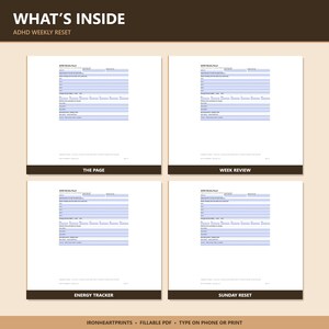 2026 ADHD Wochenplaner Printable PDF | Exekutivfunktion Erholung, Energietracker, Sonntagsreset, Ausfüllbar Bild 6