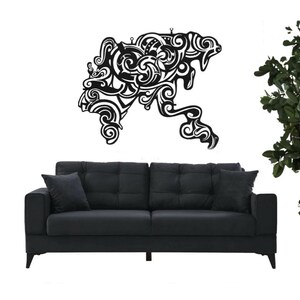 Enseigne artistique murale en métal, carte du monde - Décoration murale de 15 à 42 pouces - Grande suspension murale en métal pour la maison ou le bureau