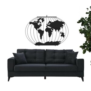 World Map Metal Wall Art Sign – from 15" to 35" Wall Decor – Large Metal Wall Hanging for Home or Office