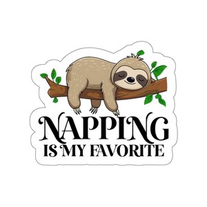 Sloth Napping Die-Cut Stickers | Fun Decor, Gifts for Animal Lovers, Planner Accessories, Laptop Decals, Cute Home Decor