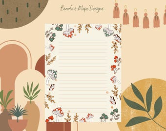Mushroom Notepad: Cottagecore Stationery, Forest To-Do List