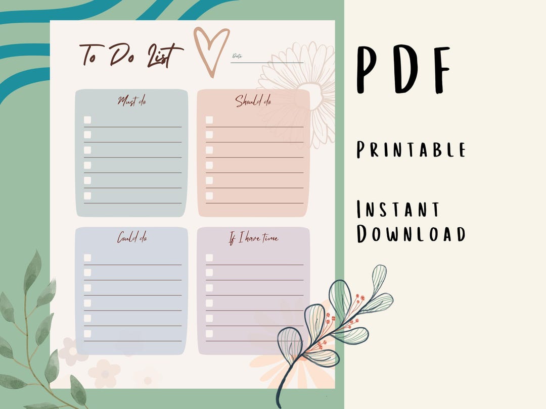Cute To-do List Printable | Aesthetic Daily Planner PDF | Kawaii Task ...