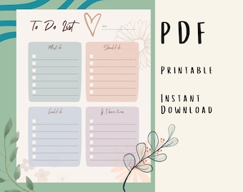 Cute Pastel To-Do List Printable | Kawaii Planner (Digital Download)