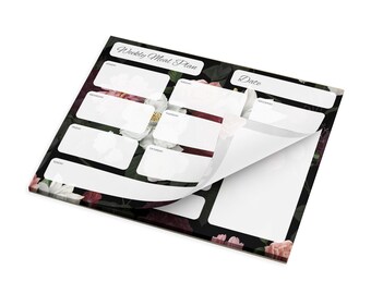 Floral Weekly Meal Planner Pad: Botanical Kitchen Organizer Notepad