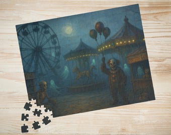 Creepy Carnival Halloween Puzzle: Spooky Clown Jigsaw Puzzle