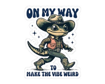 Sticker grappige cowboysalamander: eigenzinnige western-vinylsticker