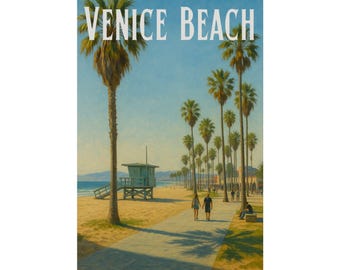 Satijnen poster Venice Beach: muurkunst kust Californië