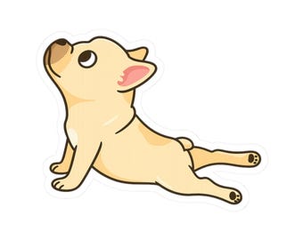 Yogasticker Franse bulldog: grappige vinylsticker Frenchie