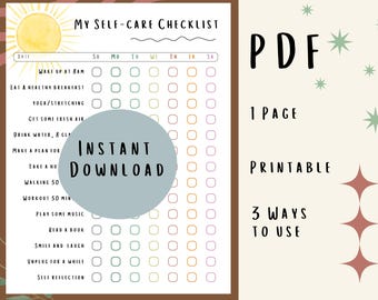 Lista de autocuidado imprimible: Seguimiento minimalista de la salud mental (Descarga PDF)
