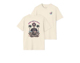Maglietta scheletro Good Vibes: maglietta estiva unisex in stile morbido