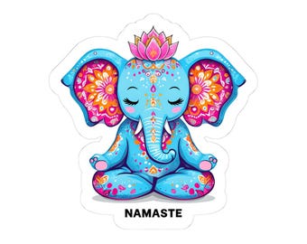 Namaste Elephant  Sticker, Boho Decor, Yoga Gifts, Meditation Accessories, Spiritual Art for Mindfulness