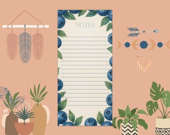 Blueberry Notepad: Watercolor Fruit Design, Lined Stationery