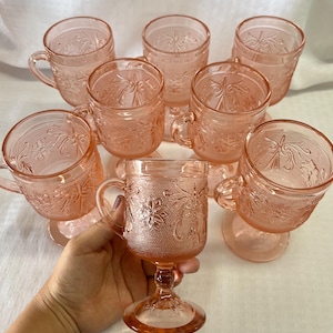 set of 8 Pink Tiara Indiana glass Company goblets/ mugs