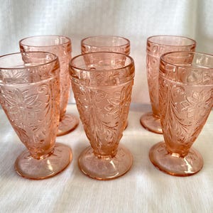 Set of 6 Pink Vintage Tiara Indiana glass Company tumblers / no chips or cracks