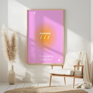 Angel Number 777 Print: Lucky Spiritual Numerology Art Digital Download