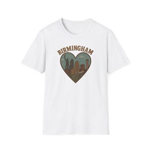 Birmingham Skyline T-Shirt withVulcan Statue - Soft Alabama Unisex City Gift Tee for Men & Women