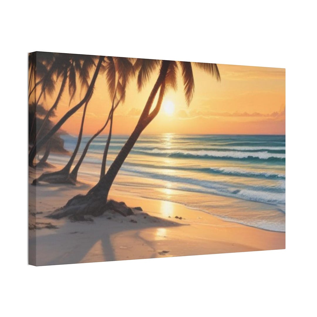 Tropical Sunset Beach Canvas Print - Etsy