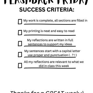 Flashback Friday Reflection Worksheet - Etsy
