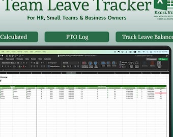 Modello Excel per il monitoraggio delle ferie di gruppo: calcolo automatico delle ferie (download digitale)