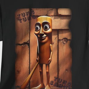 Tung Tung Sahur Funny t-shirt with baseball bat meme, T-shirt with Italian Brainrot, T-shirt with Dank meme, Strange clothes,