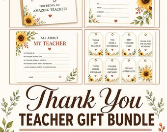 Lehrer Wertschätzung Geschenk Printable Bundle, bearbeitbare Canva Vorlage digitaler Download