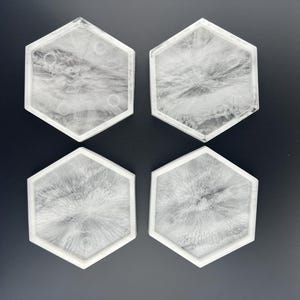 Hexagon Resin Coasters – Set of 4 – Minimalist Drink Coasters