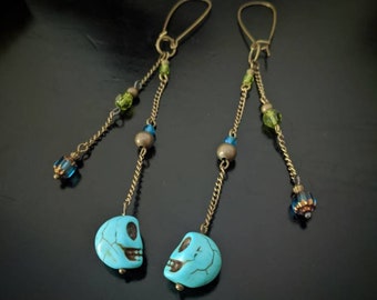 Turquoise Dia de los Muertos Earrings