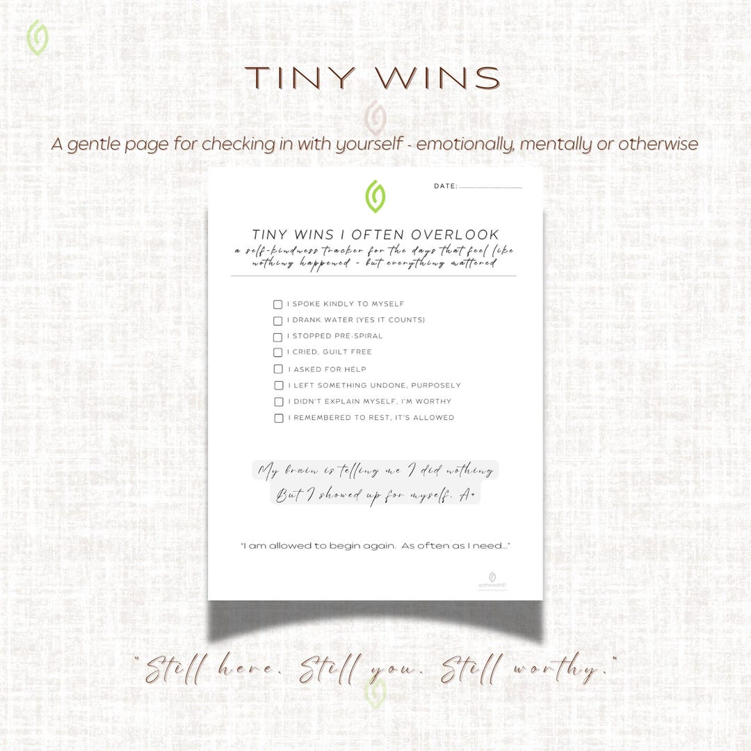 Wins Checklist.pdf Tiny Wins Checklist | Self-kindness Mental Health PDF | Gentle Daily ...
