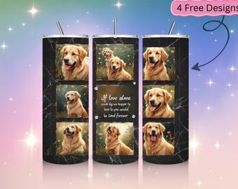 Dog memorial Photo collage Tumbler PNG, Picture Wrap Memory Mug, Personalized Couple Gift, Dog Lover Pet Photo Cup, Custom Family Tumbler
