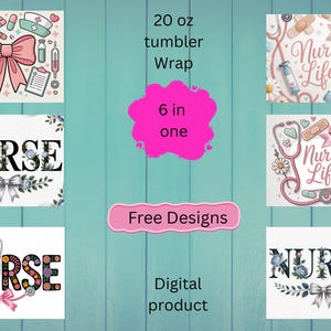 Nurse Bow Tumbler Wrap – Cute Medical Design, Aesthetic Nurse Gift Wrap for Healthcare Workers, Editable Sublimation Template image 4