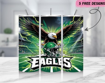 Diseño para vaso térmico Football Eagle: Vaso térmico delgado de 20 oz con diseño de sublimación (descarga digital PNG)