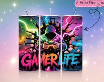 Envoltura para vaso gamer, envoltura para videojuegos infantiles, vaso navideño, envolturas digitales para videojuegos, envoltura sin costuras para videojuegos, envoltura editable (descarga instantánea)