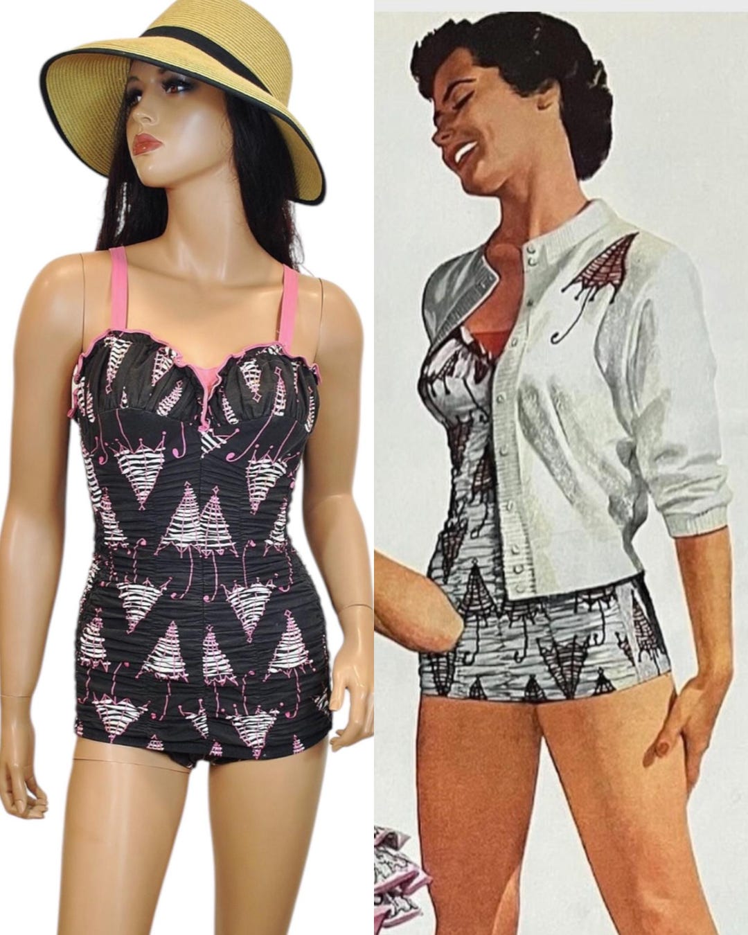 XS 1950s Two Piece Playsuit Beach Set