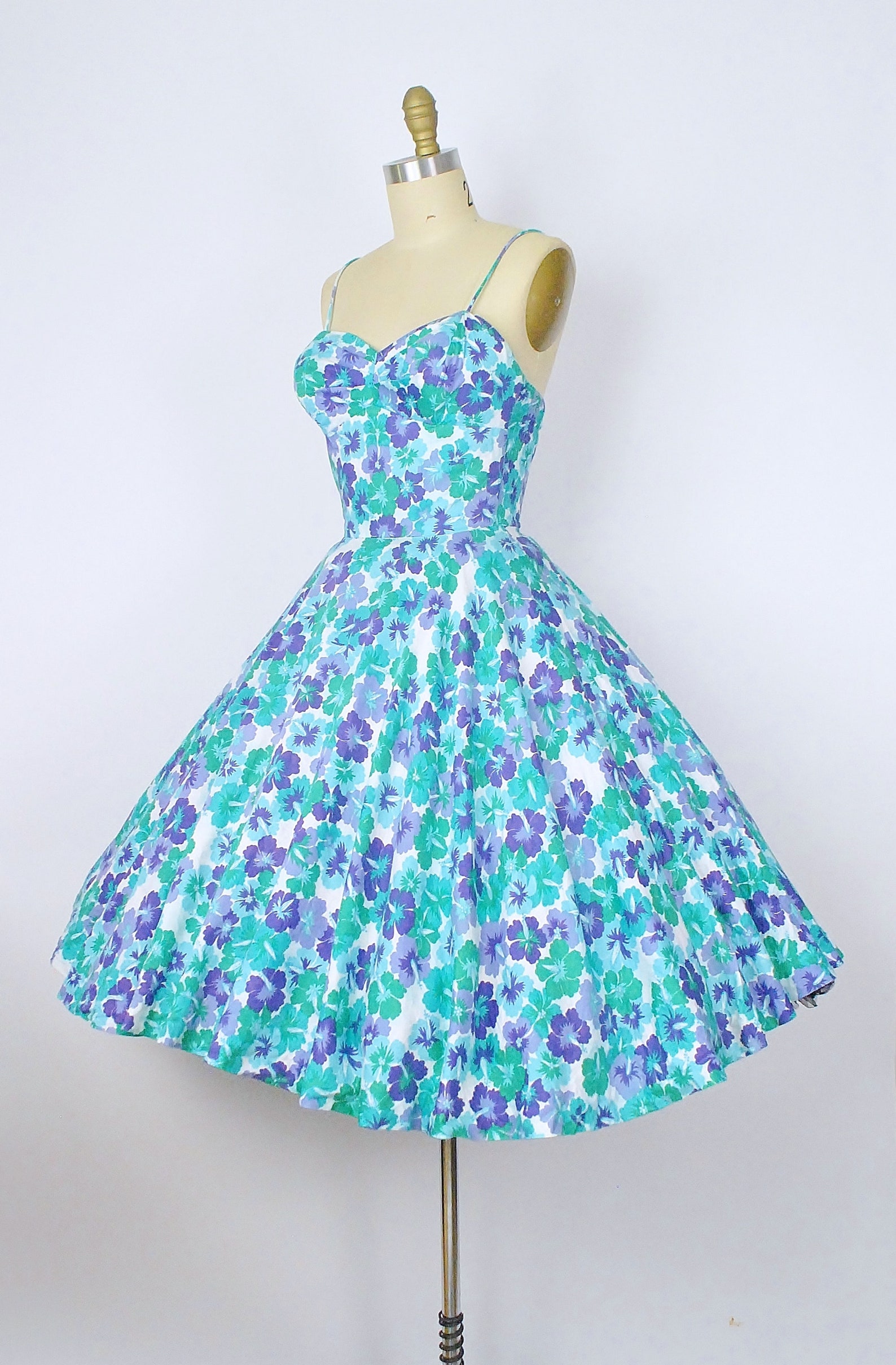 Vintage 1950s STAN HICKS Hawaiian Dress / 50s Mint Blue Green | Etsy