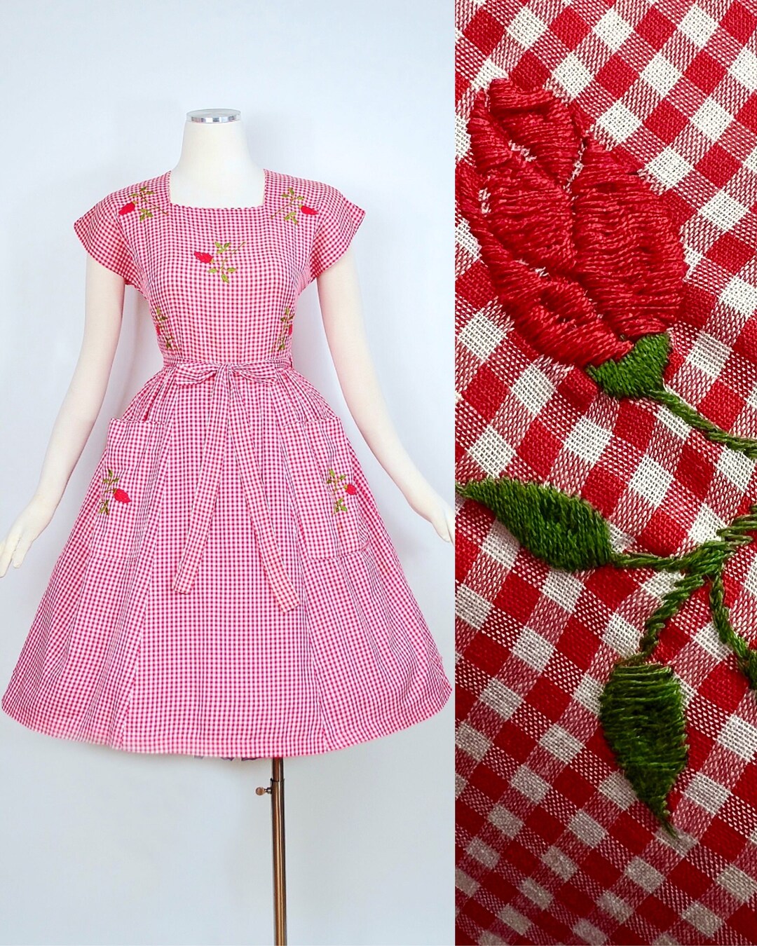 1950s Floral Print Swirl Wrap Dress | M/L