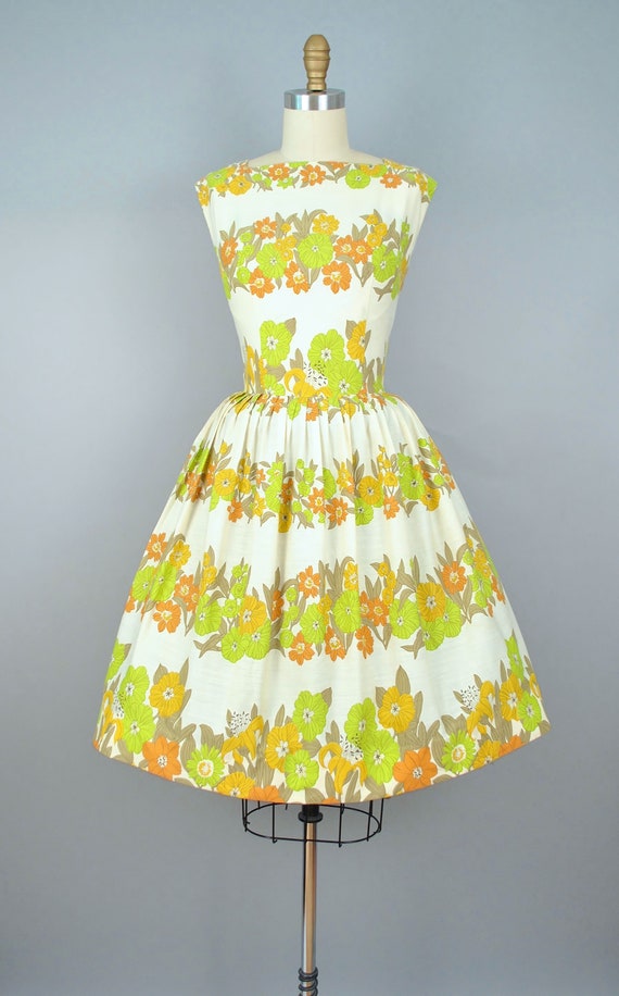 Vintage 50s L' Aiglon Day Dress / 1950s Cotton Su… - image 3