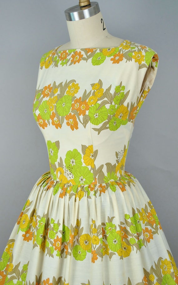 Vintage 50s L' Aiglon Day Dress / 1950s Cotton Su… - image 7