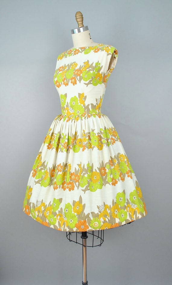 Vintage 50s L' Aiglon Day Dress / 1950s Cotton Su… - image 8