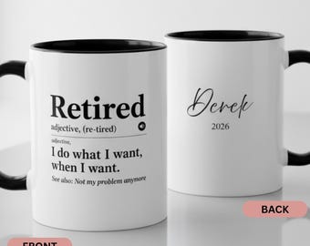 Personalised Retirement Gift, Definition Mug Accent Coffee Mug