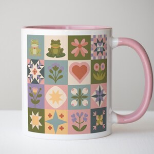 Folk Floral Patchwork Frog Mug | Accent Coffee Mug