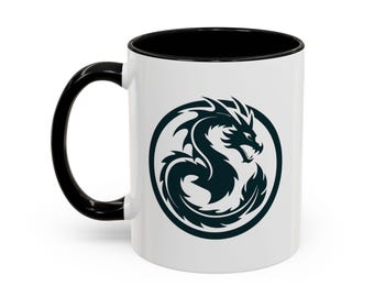 Dragon Accent Coffee Mug: Mystical Fantasy Decor Gift