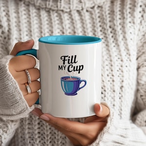 Taza de café &quot;Llena mi taza&quot;: un regalo espiritual para los amantes de la cafeína