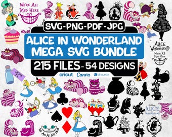 Alice au pays des merveilles Mega Bundle, Alice SVG, svg princesse, Alice au pays des merveilles des cliparts, Svg Reine de coeur pour chemises, téléchargement numérique