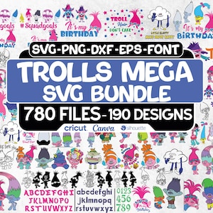 Trolls SVG Bundle, Trolls PNG, Trolls Clipart , Poppy Troll Svg, Svg For Cricut, Trolls Characters Png for Shirt, Trolls Paper, Silhouette