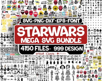 Starwars Svg, Star Wars Svg Bundle, Star Wars Png, Star Wars Clipart, Svg Files for Cricut, Darth Vader Svg, Mandalorian Svg, Layered Files