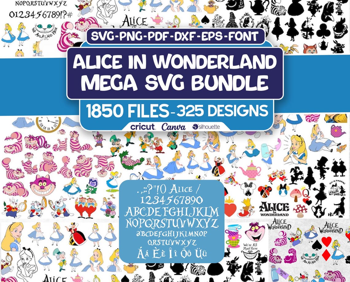 Alice in Wonderland SVG Bundle | Alice SVG | Queen of Hearts Clipart ...